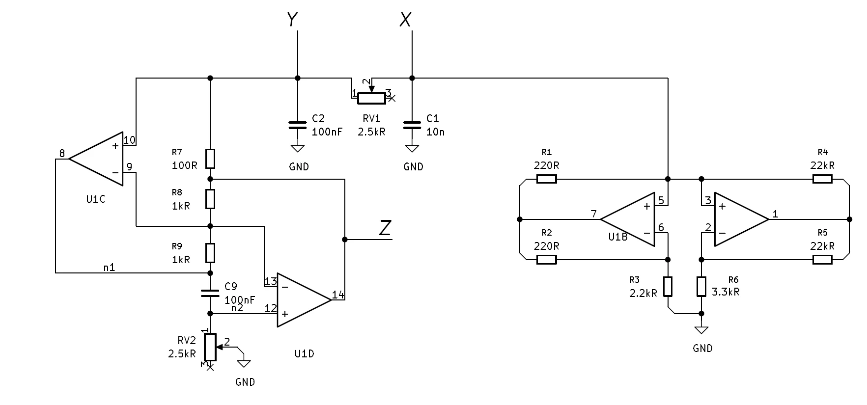 Observed Chua Circuit in the Video - Schematic Adapted from www.chuacircuits.com (Valentin Siderskiy) and IMSAI Guy